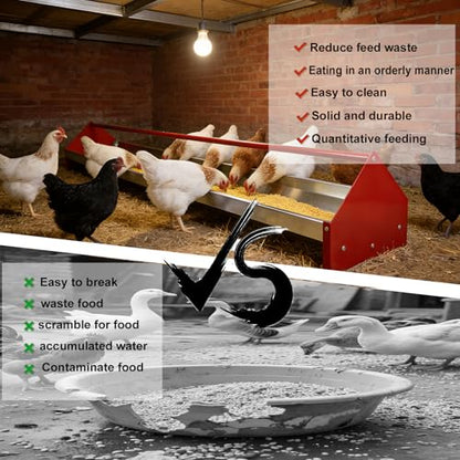 Chicken Feeding Trough,Chicken Feeder,45" Heavy Duty Galvanized Steel Feeder with Drainage Holes & Crossbar,Suitable for Poultry Feeder Trough for Chicken, Duck, Geese, Turkey (1 Piece)