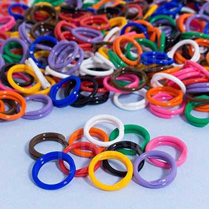 100 Pack Spiral Chicken Poultry Leg Bands Rings - #11 11/16" size - Mixed Colors