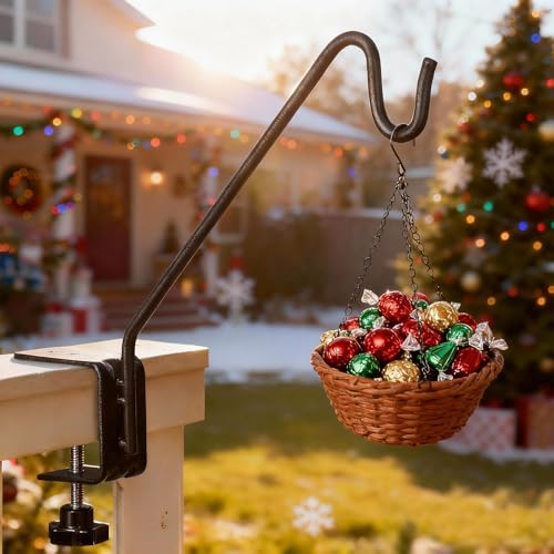 Kingsyard Middium Heavy Duty Deck Hook - 10 inch Metal Deck Railing Hooks for Hanging Bird Feeders, Planters, Suet Baskets, Lanterns, Wind Chimes - size: 10" Clamp Mounted