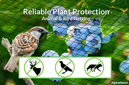 AlpineReach Garden Netting 15 x 50 ft Heavy Duty Bird Net, Deer, Plant Protection Extra Strong Woven Mesh, Reusable Kit with Zip Ties, Animal Fencing for Fruits Trees, Black - color: Black, size: 15ft x 50ft