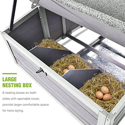 GUTINNEEN Large Chicken Coop on Wheels Mobile Wooden Hen House Weatherproof Duck Poultry Cage 67.3" L for 6-8 Chickens with 6 Nesting Box - size: 67.3"L x 40.0"W x 49.8"H