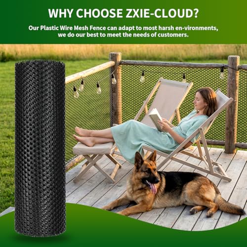Plastic Chicken Wire Mesh Fence,Plastic Chicken Wire Roll 16in x 20ft,Garden Netting Fencing Barrier for Poultry, Animals, Pets and Balcony(Black) - color: Black, size: 16INx20FT