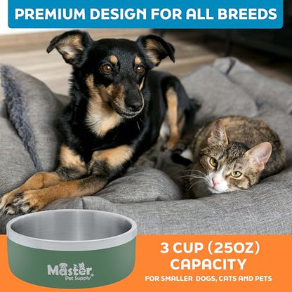 Master Pet Supply Stainless Steel Dog Bowls - 25 oz, Heavy Duty - Camo Patrol, Double Wall Extra-Thick Insulated, Non-Slip Pet Water Bowl for Dogs, Cats & Pets, Anti Rust Metal, Dish Washer Safe - color: Camo Patrol, size: 3 Cups (25 oz)