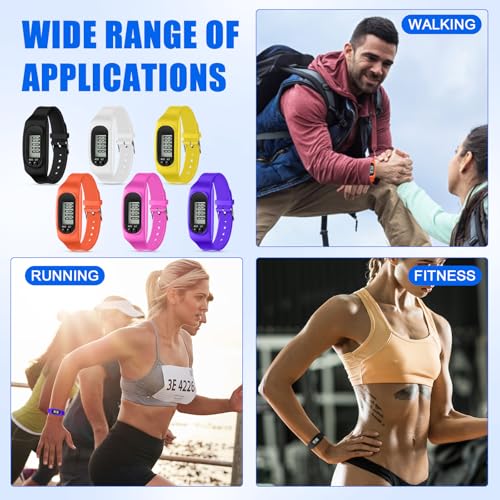 Geyoga Pedometer for Walking Steps and Miles Pedometer Watch Silicone Steps Tracker Running Bracelet Ankle Step Counter for Calorie Burning and Step Counting - color: Rainbow Vibrant Multi