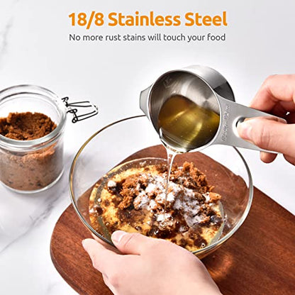 U-Taste Measuring Cups and Spoons Set of 15 : 7 Measuring Cups and 7 Measuring Spoons with 2 D-Rings and 1 Professional Magnetic Measurement Conversion Chart - size: (01) Cup&Spoon Set of 15