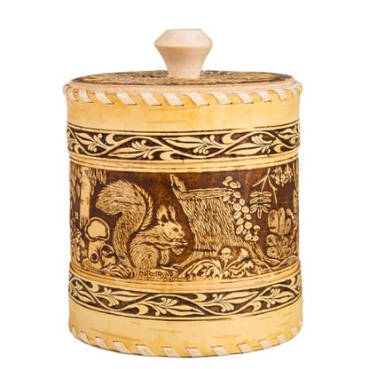 STP GOODS Birch Bark Container | Storage Container, Kitchen Container - color: Squirrels