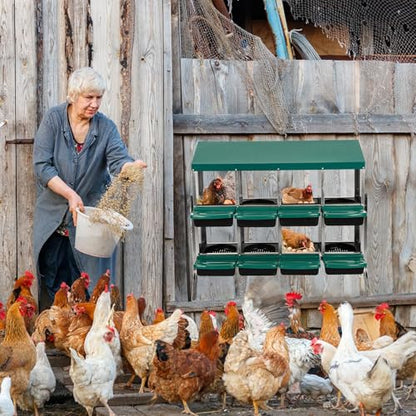 Chicken Nesting Box, 8 Compartment Roll Away Egg Laying Box for Hens, Wall Mounted & Freestanding (2 Modes of Use), Easy Egg Collection, Cleanable Pull Out Nesting Box, Grn, WL - color: Green, size: 8 - Slot - With Legs