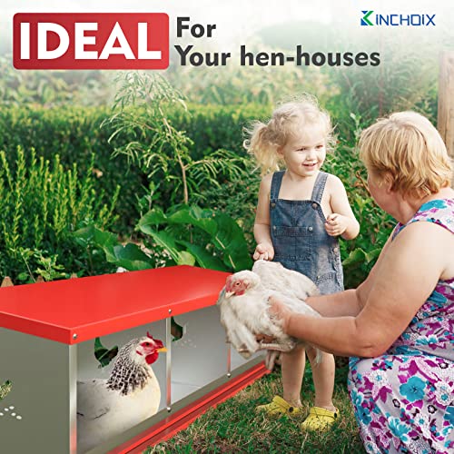Chicken Nesting Boxes - 3 Compartment Metal Poultry Nest Box Wall Mount for Chickens, Hens, Ducks - Easy Egg Collection - Large Vented Holes Chicken Coop Equipment (3 Compartment)