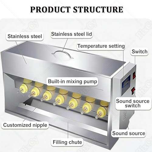 Multifunctional Piglet Milk Feeding Machine, Automatic Constant Temperature Stainless Steel Feeder with 10/14 Nipples and Sound for Lambs, Calves, and Piglets 15L - size: 15L