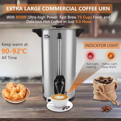 75 Cup 12L/3.17Gallon Commercial Coffee Urn, Festa Essential 950W Large Percolate Coffee Maker, Hot Beverage dispenser With Double Dripless Faucet, Quick-Brewing Hot Water Urn for Catering,Home,Events - size: 12L-75Cups
