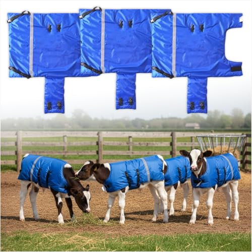 Livestock Calf Blanket – Waterproof Insulated Winter Calf Jacket for Newborn & Young Calves, Windproof Calf Coat, 3 Pack