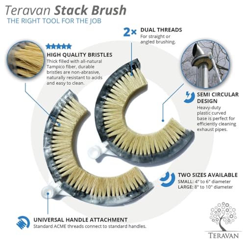 Teravan Wash Brush for Exhaust Stack Pipes with Natural Tampico Fiber, Truck Cleaning Brush, Ideal Scrub Brush for Truck Exhaust Stack Pipes (4"-6" Diameter) - size: 4"-6"