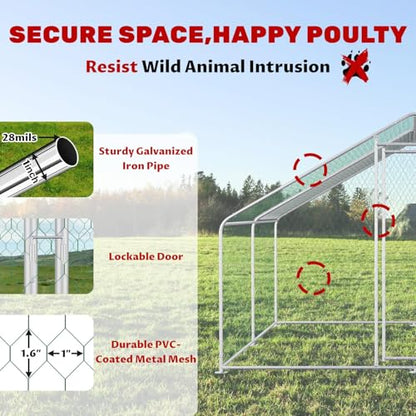 Large Metal Chicken Coop Walk-in Poultry Cage Chicken Run Pen Rabbit Duck House with Waterproof and Anti-UV Cover for Outdoor Farm Use - color: 2-Unit Coop