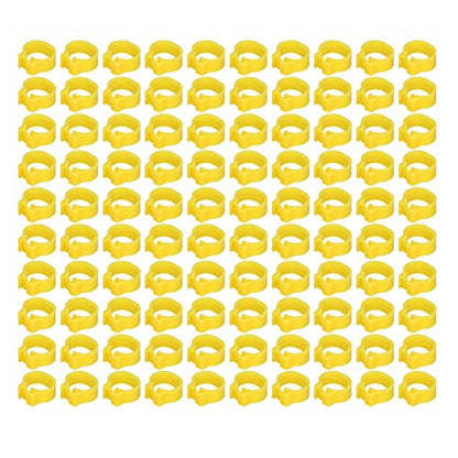 Omabeta 100PCS Reusable 8mm Pigeons Identification Leg Rings for Easy Dovecot Management and Marking, Lightweight Plastic Bands for Poultry Supplies (Yellow) - color: Yellow