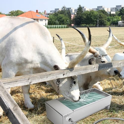 Float Drinking Bowl, Cattle Drinking Bowl, Large Capacity Automatic Water Dispenser 7.5L 304 Stainless Steel Self Filling for Dogs Horses Cows Goats