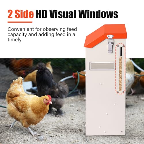 10LB Wall Mount Chicken Feeder, Hanging Poultry Food Dispenser No Waste No Spill for Chickens Ducks Coop Supplies (No Assembly)