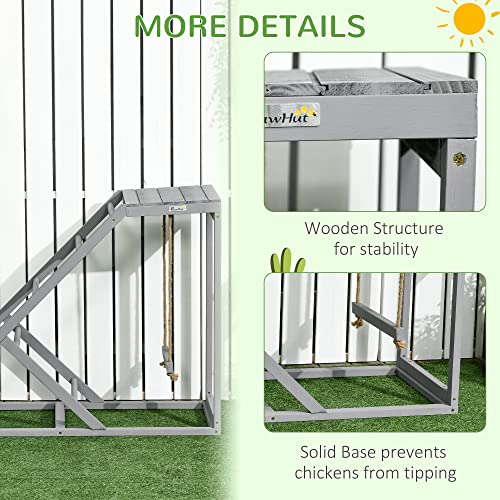 PawHut Chicken Activity Play for Healthy & Happy Animals, Swing Set with Chicken Perches & Hen Ladder, Coop Toy, Gray - color: Grey