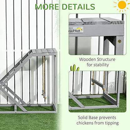 PawHut Chicken Activity Play for Healthy & Happy Animals, Swing Set with Chicken Perches & Hen Ladder, Coop Toy, Gray - color: Grey