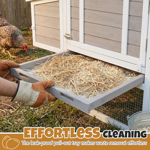 2-Story Wooden Chicken Coop, Outdoor Poultry House with Removable Leak-Proof Tray, Nesting Box, 2 Perches, Ventilation Metal Mesh, Rabbit Hutch for Small Animals, Backyard, Garden