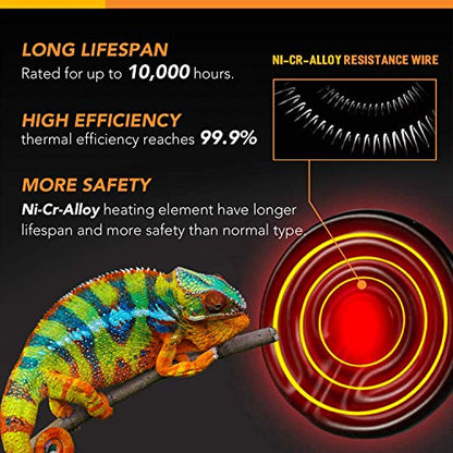 Simple Deluxe 150W Reptile Heat Bulb and 40-108 Degrees Fahrenheit Digital Thermostat Controller Included, for Amphibian Pet & Incubating Chicken, Black - size: 150 Watts, style: Bulb+Thermostat