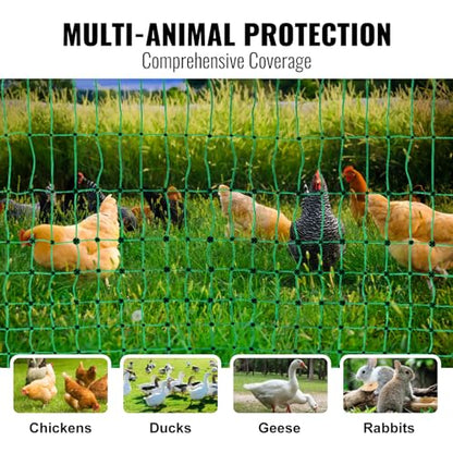 VEVOR Electric Poultry Netting, 48" H x 168' L, PE Net Fencing Kit with Posts & Double-Spiked Stakes, Utility Portable Mesh for Chickens, Ducks, Geese, Rabbits, Used in Backyards, Farms, and Ranches - size: 48in*168ft, style: Poultry
