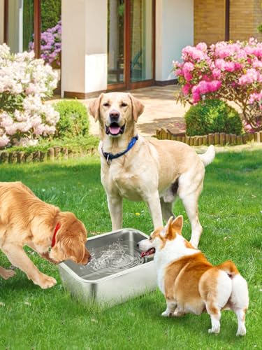 3 Gallons Extra Large Dog Bowls - Durable Food Grade Stainless Steel Dog Water and Food Bowl No Spilling, High Capacity for Large Breed Dogs Indoor Outdoor - size: 3 Gal