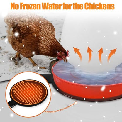 Heated Chicken Waterer Base, 6" Energy Saving Poultry Water Heater for Winter - Prevents Freezing for 1 to 5 Gallon Buckets, for Ducks, Geese, Turkeys, Chickens,1 PC