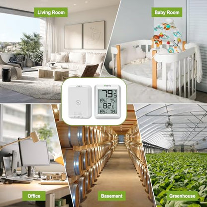 Urageuxy Indoor Outdoor Thermometer Wireless Digital Thermometer with Indoor and Outdoor Temperature Display for Home Room Monitoring