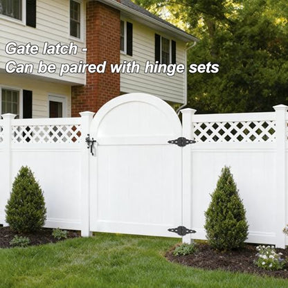 Gate Latch for Wooden Fence, Heavy Duty Self Locking Gate Latch with 9" Handle for Pool/Garden Gate Safety Latch, Gate Hardware Kit for Vinyl/Wood Fence, Black Finish (1, Black)