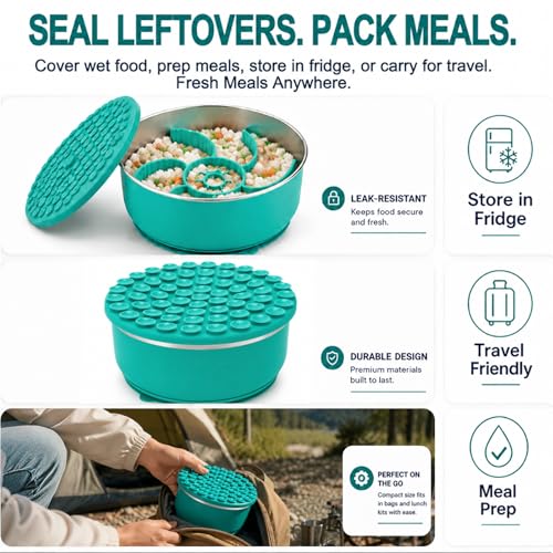 Large Dog Bowl 8 Cups Stainless Steel with Slow Feeder Insert and Lick Mat Storage Lid, 3-in-1 Non-Slip Pet Bowl for Kibble, Wet Food,Travel