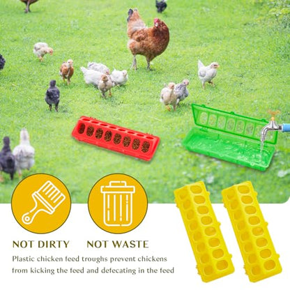 Didaey 12 Pieces Quail Feeders and Waterers Plastic Flip Top Chick Feeder No Waste Trough Dish Dispenser for Baby Chick Bird Pigeon Small Poultry Brooder Ducks, 3 Colors
