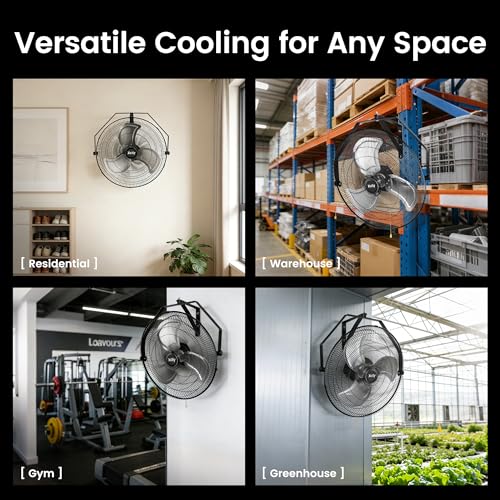 Xcity Wall Mount Fan 18", 3-Speed, Multi-angle Adjustment Model | 4400 CFM, 150°Oscillation & 360°Tilt Angle, 6 ft Cord, Outdoor , Patios，Greenhouse - size: 18'' Pro