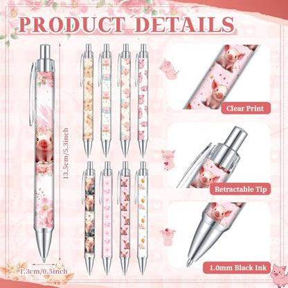 18 Pcs Pig Desk Accessories, 9 Pads Cute Sticky Notes, 9 Kawaii Pens, 3 x 3 Inches Notepads Memo Pad for Office Supplies Meeting Students School Decor Teacher Gifts - style: Piggy