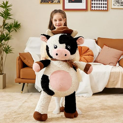 IKASA Giant Cow Stuffed Animal Plush Toy,30 Inches Large Big Jumbo Soft Toys, Huge Size Cute Fluffy Plushy Fat Oversized Plushie - style: Cow