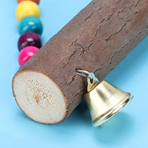 TOPINCN Chicken Bird Swing Toy, Natural Wooden Hanging Perch Chew Climb Play Toy for Bird Cages Coop Medium Large Parrots Chickens Colorful Bell Hook 13.39 x 12.28 in 1 Pack