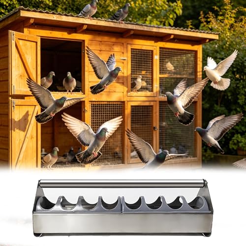 Stainless Steel Pigeon Feeder for Mealworms, Brid Feeder with Separated Fence & Crossbar, Anti-rust Anti-waste Feed Trough, Easy to Install(L40cm/15.7") - size: L40cm/15.7"