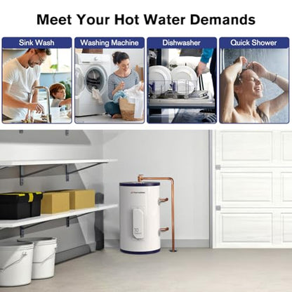 Thermomate Tank Water Heater - 10 Gallon Point of Use Hot Water Heater, 120V 1500W, Adjustable Thermostat, UL Listed (ES1000) - style: 10 Gallons