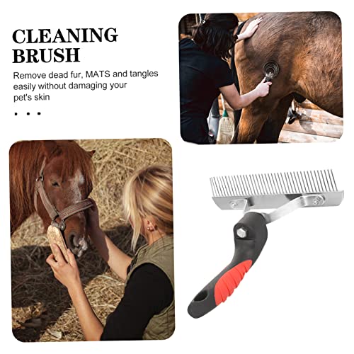 Happyyami Horse Hair Shedding Comb with Ergonomic Non Slip Rubber Handle Durable Rust Metal Teeth Grooming Rake for Comfortable Horse Massage and Hair Removal