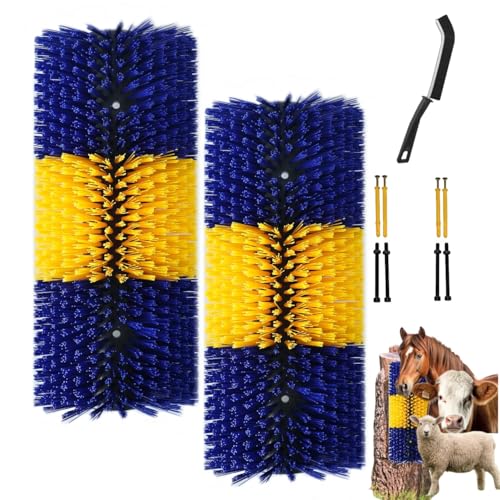 2PCS Livestock Scratching Brush,Goat Scratching Brush Post with Cleaning Tool, Grooming and Massage Scratch Brushes for Cow Donkey Goats Horse Sheep, Animals Back Scratcher Itch Brushes - color: Blue 2
