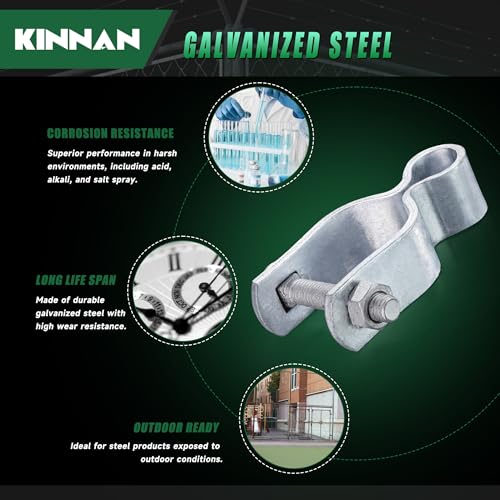 KINNAN 1-3/8" Chain Link Fence Gate Female Hinge, Heavy Duty Galvanized Steel, Gate Hinges with Bolts and Nuts, Durable Fence Hardware for Secure and Long Lasting, Easy Installation (2 Pack - size: 1-3/8