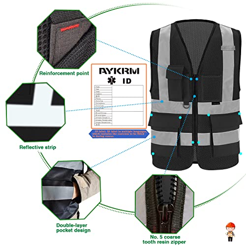 A-SAFETY XSmall Black safety vest xs (Black Mesh XS) - color: Black Mesh, size: X-Small