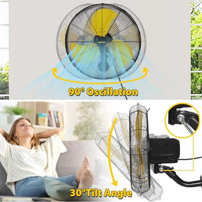 VENTISOL 18 Inch Wall Mount Fan Oscillating, 4,200 CFM High Velocity Industrial Wall Fan for Indoor, Commercial, Residential, Warehouse, Greenhouse, Workshop, Basement - size: Osc. 18 inch