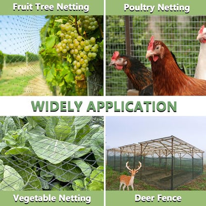 Bird Netting for Garden 7.5 x 65 FT Heavy Duty Black Garden Netting for Fruit Trees, Chicken Coop, Pond, Blueberry Bushes, Poultry & Deer Netting, HDPE Plant Protection Net Fence with Ties - size: 7.5' x 65'