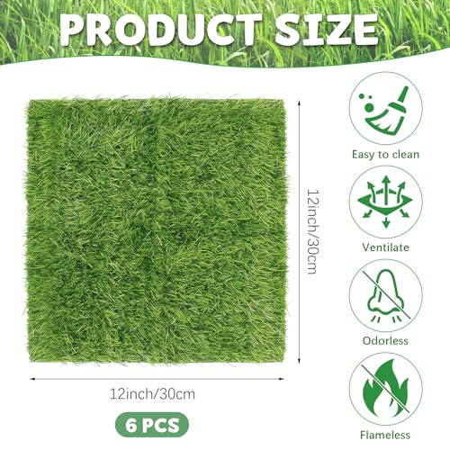 6 Pack Chicken Nesting Box Pads - 12"x12"x1" Washable Artificial Grass Liners for Chicken Coop, Laying Hens, Pet Garden (Indoor/Outdoor Use)(6)