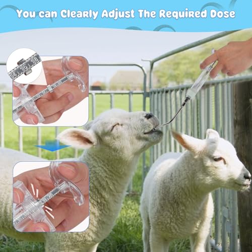 2 Pieces Reusable Goats Syringe with 2 Drench Nozzle, Adjustable Dosage Detachable Sheep Drench Livestock Syringe for Sheep Baby Goat Supplies - 50ML - style: 50ml