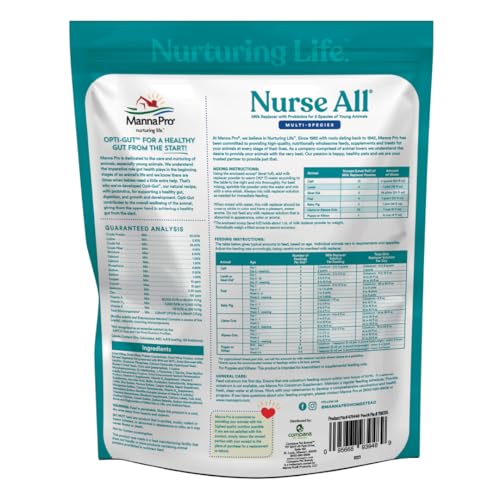 Manna Pro Nurse All Multi-Species Milk Replacer, Great for Calves, Lambs, Goat Kids, Foals, Baby Pigs, Llamas, Alpaca Crias, Puppies & Kittens, Provides Complete Nutrition, 3.5 lb - size: 3.5 Pound (Pack of 1)