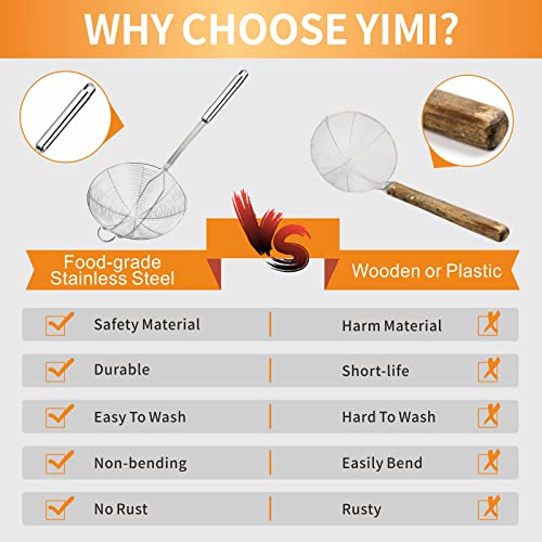 Yimi 16.5 Inch Spider Strainer | Stainless Steel Kitchen Cooking Skimmer with Double Hook Long Handle | Spiral Wire Spoon Ladle with Reinforced Double Coil for Cooking and Frying, Ideal for Gift - size: X Large Spider Strainer for Frying