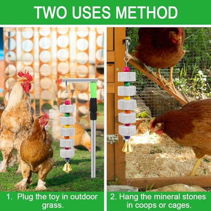 Kalekey Chicken Chewing Toy, Adjustable Chicken Toys for Coop with Volcanic Stone, Multi-Functional Chicken Coop Accessory for Chickens, Birds, Rodents & Small Pets - color: 1 Pack