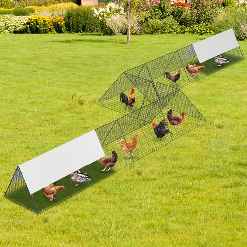 Large Metal Chicken Tunnel, Portable Chicken Run Coop with Waterproof & Anti-UV Cover, Outdoor Predator Protection Poultry House for Yard Backyard Farm, Hens Ducks Rabbits - size: 40.9"L x 29.7"W x 3.7"H