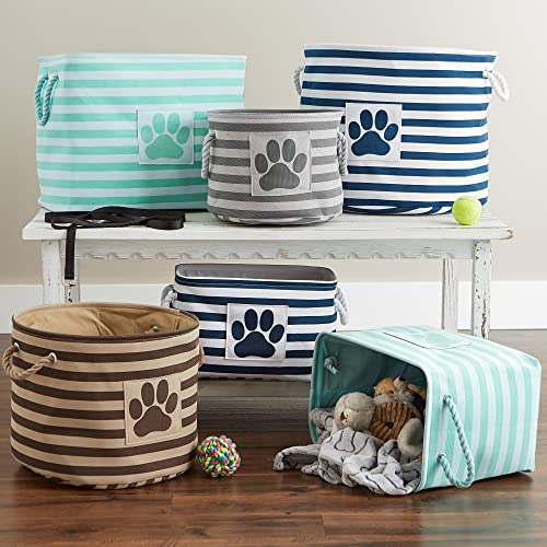 Bone Dry Pet Storage Collection Striped Paw Patch Bin, Small Round, Grayz, Medium Breeds - color: Gray, size: Small Round